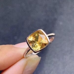 💛🧡NEW💛🧡 BEAUTIFUL!! S925 SILVER Faceted Citrine Adjustable Cube Ring